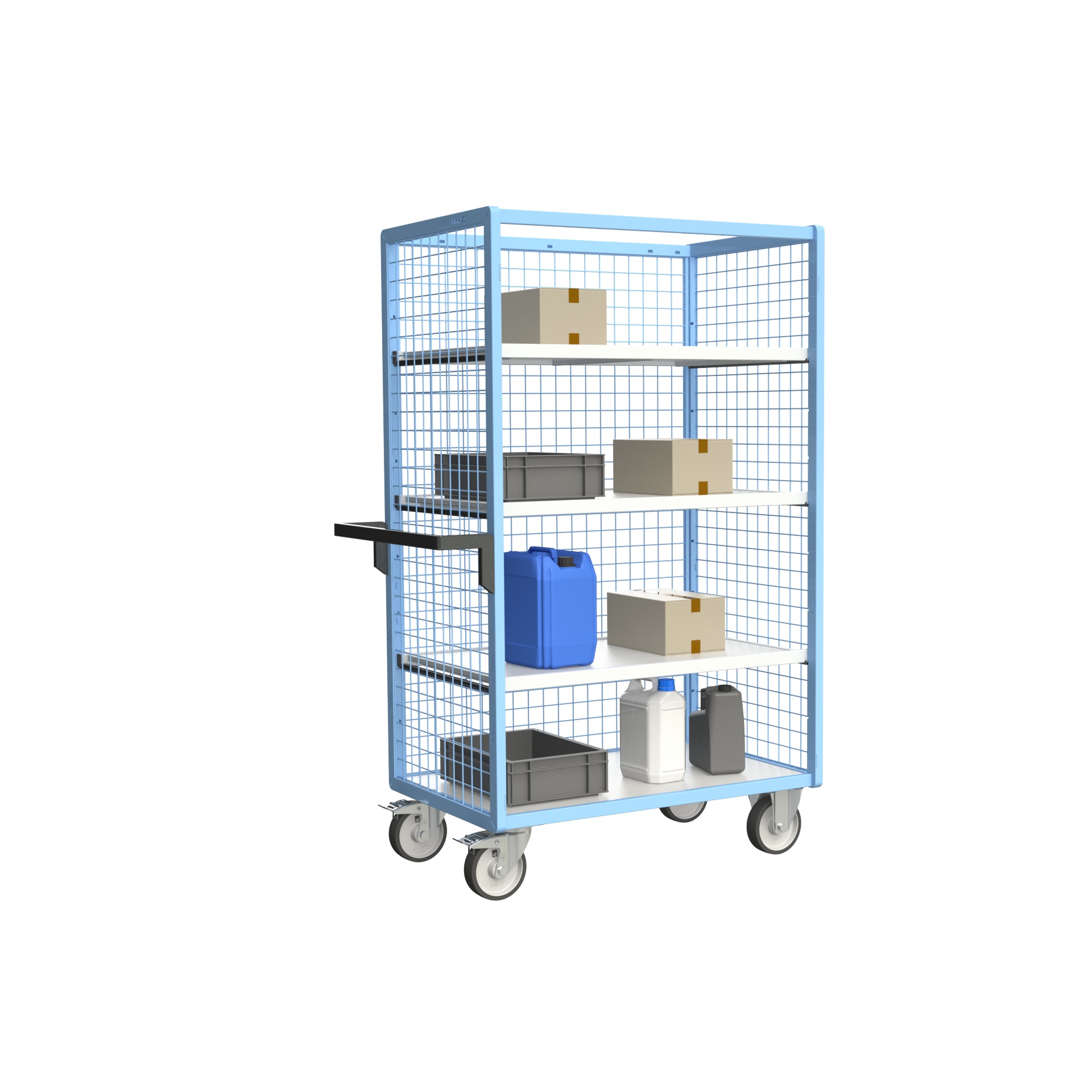 Servante grillagée 3 côtés avec 3 étagères 1000x600 mm 500 kg - FIMM - 880725225