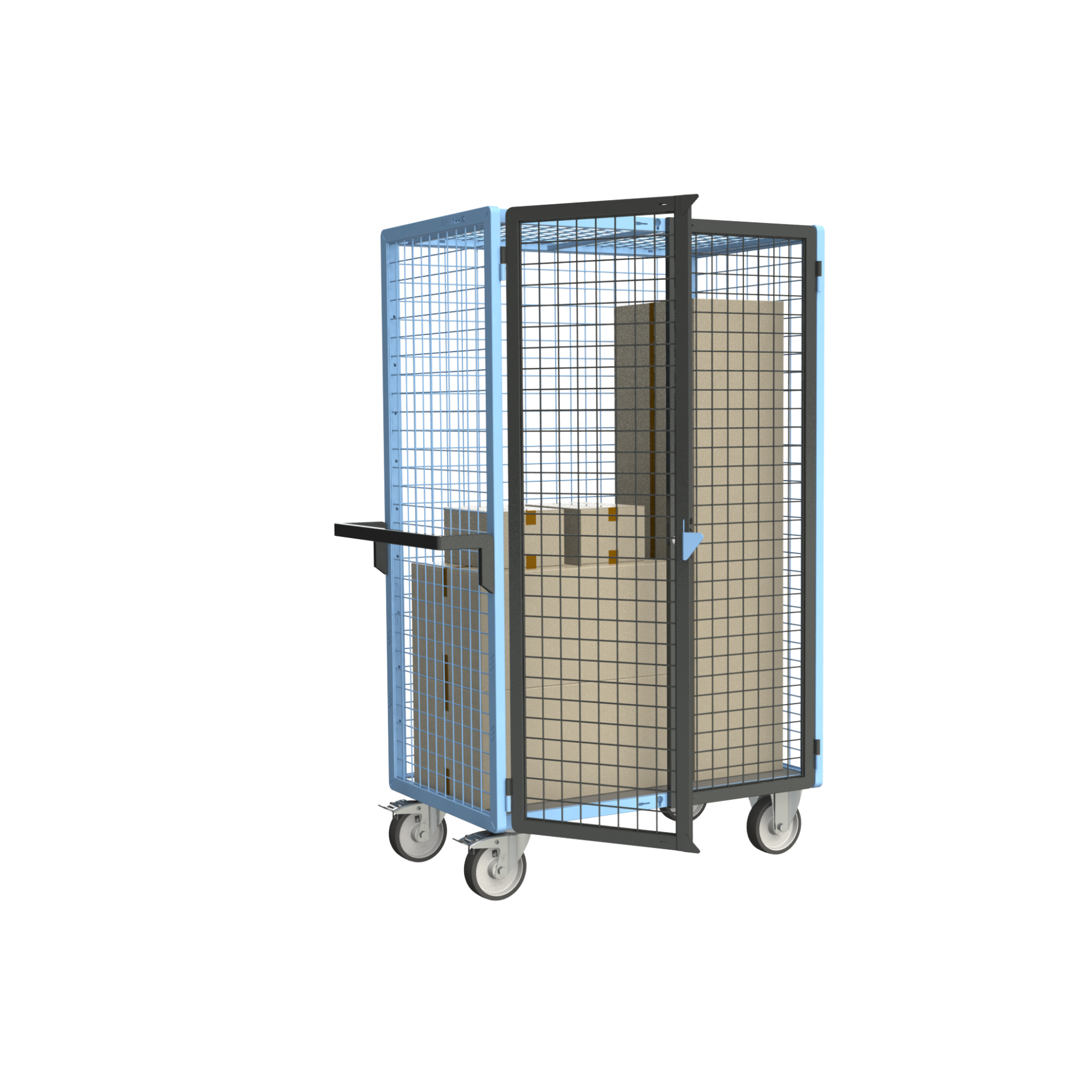 Servante grillagée 4 côtés, verrouillable, plateau tôle galva, 1000x600 mm, 500 kg - FIMM - 880725253