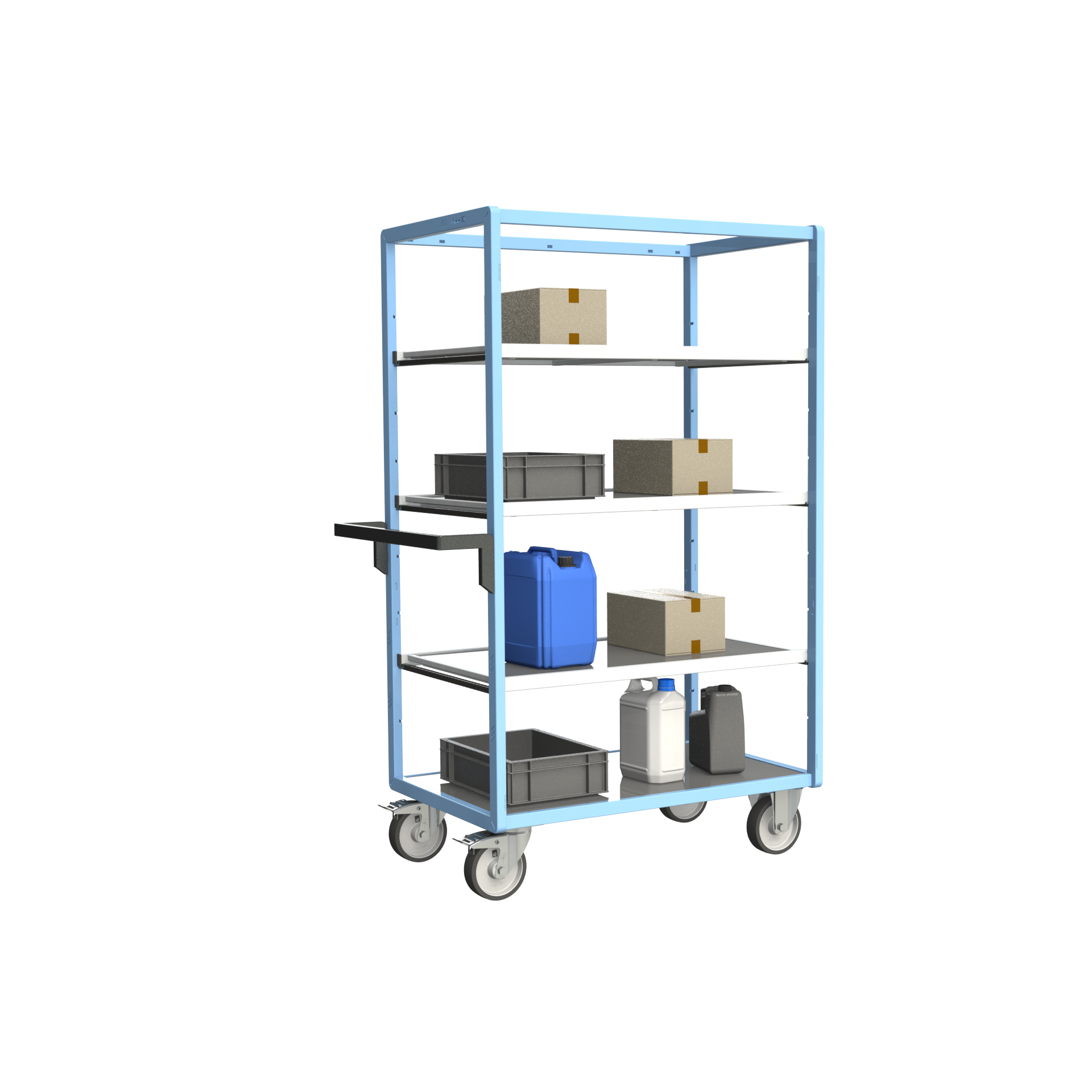 Servante multi-niveaux, avec 3 étagères, plateau tôle galva, 1000x600 mm, 500 kg - FIMM - 880725254