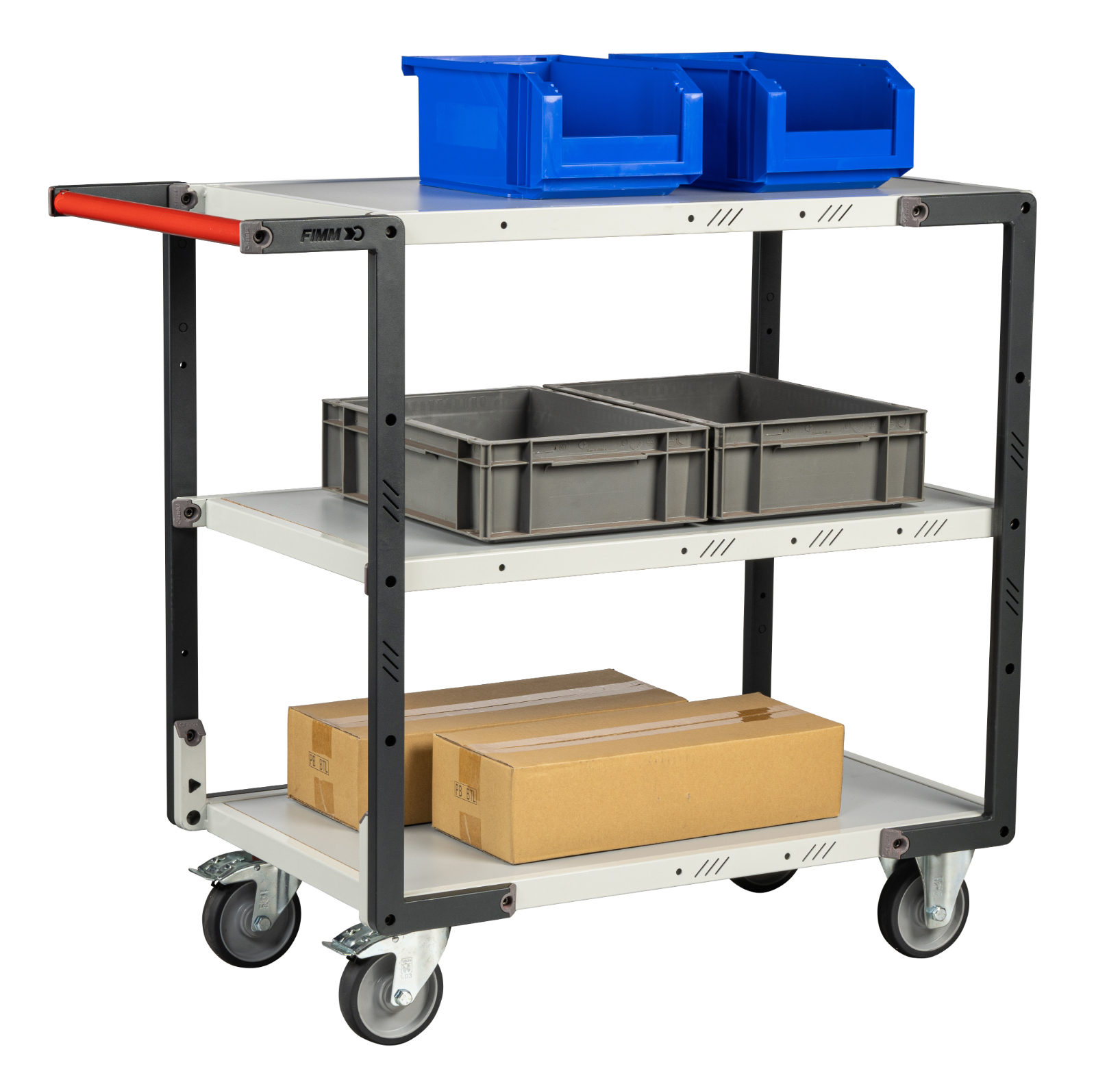 Servante 3 plateaux mélaminé 850x500 mm roues TPE 250 kg - FIMM - 884721124