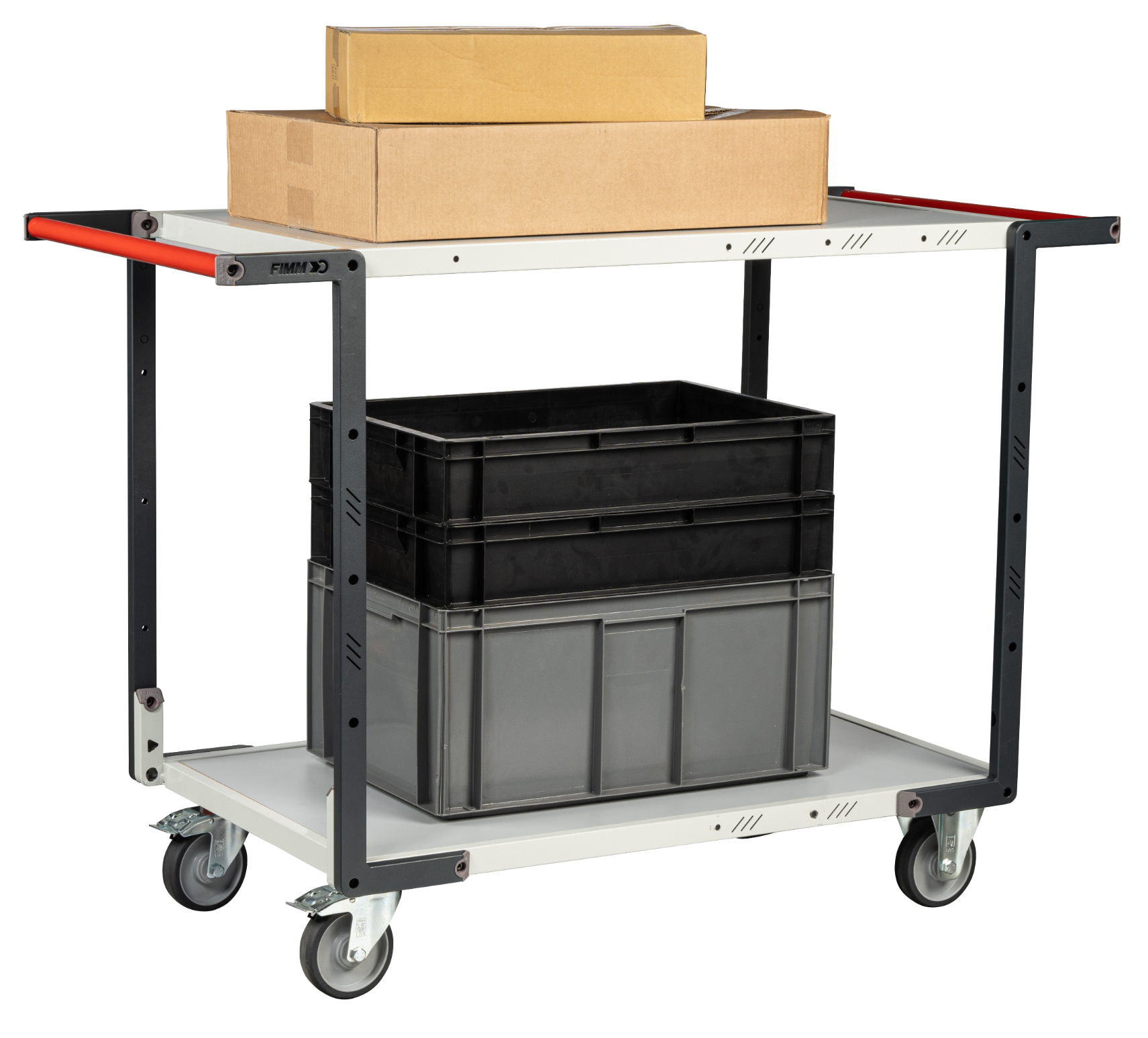 Servante 2 plateaux mélaminé double poignées 850x500 mm roues TPE 250 kg - FIMM - 884721126