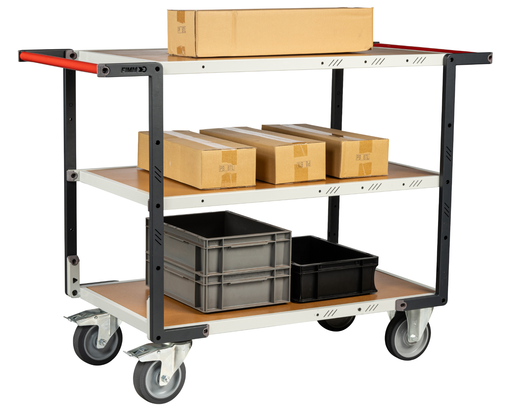 Servante 3 plateaux médium double poignées 1000x600 mm roues TPE 400 kg - FIMM - 884722247