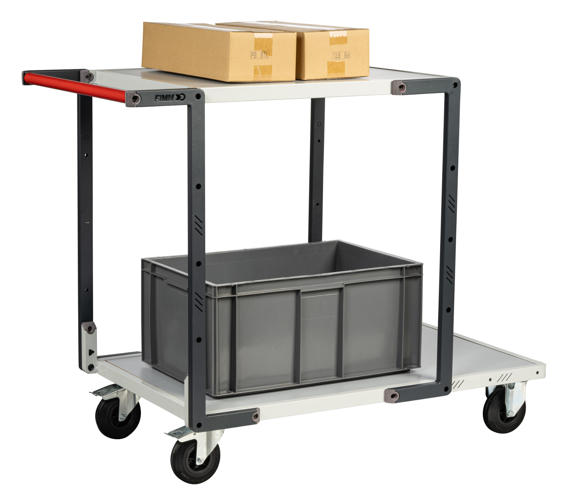 Servante montée 2 plateaux mélaminé + roues CC 250 kg - FIMM - 886722111