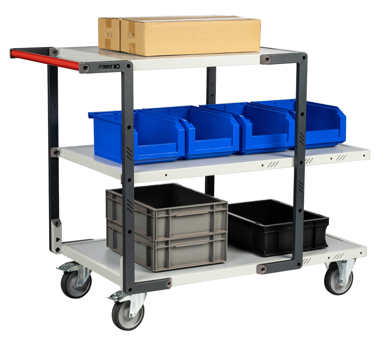 Servante montée 3 plateaux mélaminé + roues TPE 250 kg - FIMM - 886722125