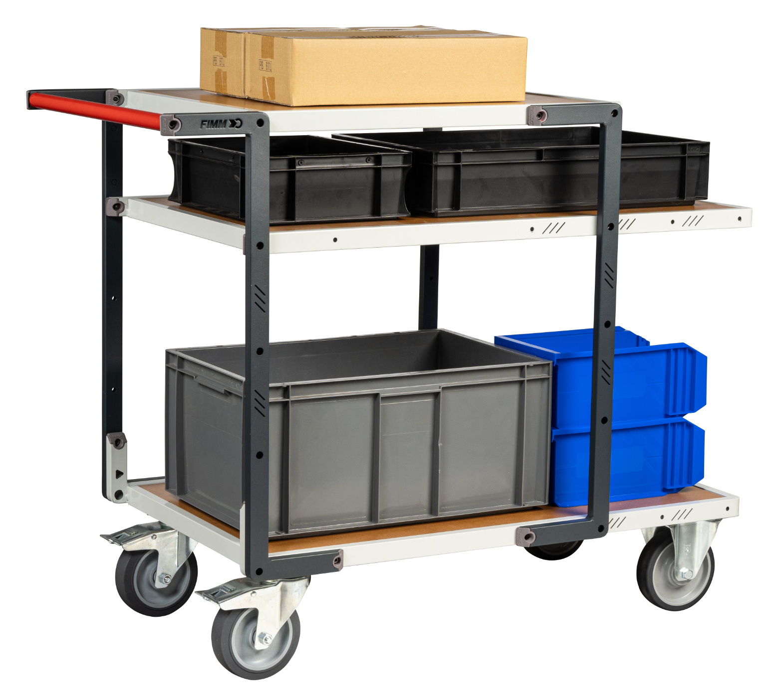 Servante montée 3 plateaux médium + roues TPE 400 kg - FIMM - 886722245