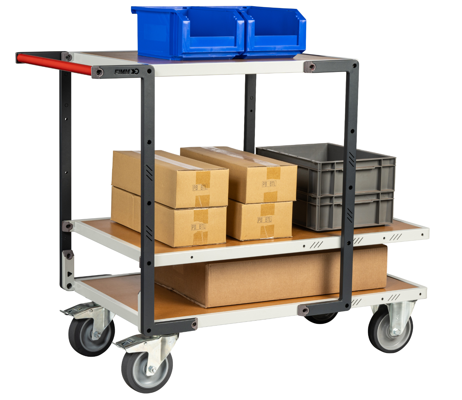 Servante montée 3 plateaux médium + roues TPE 400 kg - FIMM - 886722245