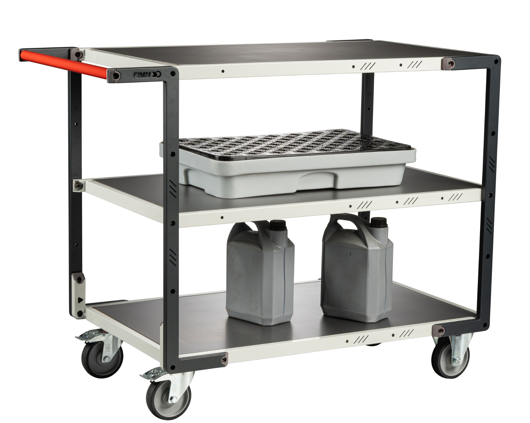 Servante montée 3 plateaux tôle 1000x600 mm roues TPE 250 kg - FIMM - 886722324
