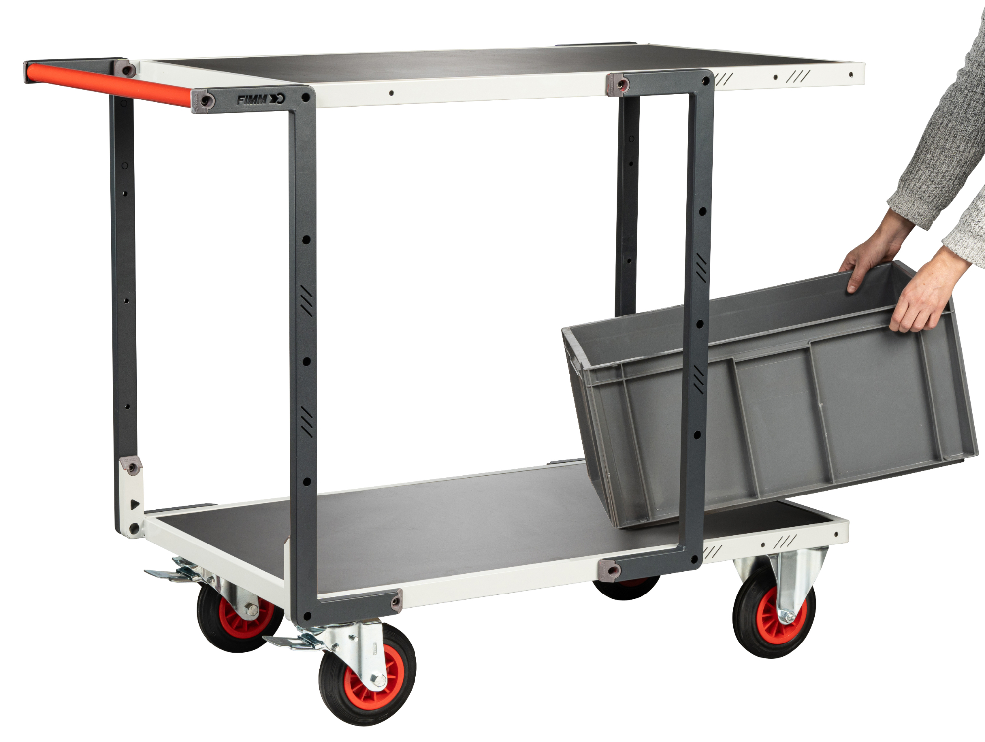 Servante montée 2 plateaux tôle 1000x600 mm roues CC 400 kg - FIMM - 886722332