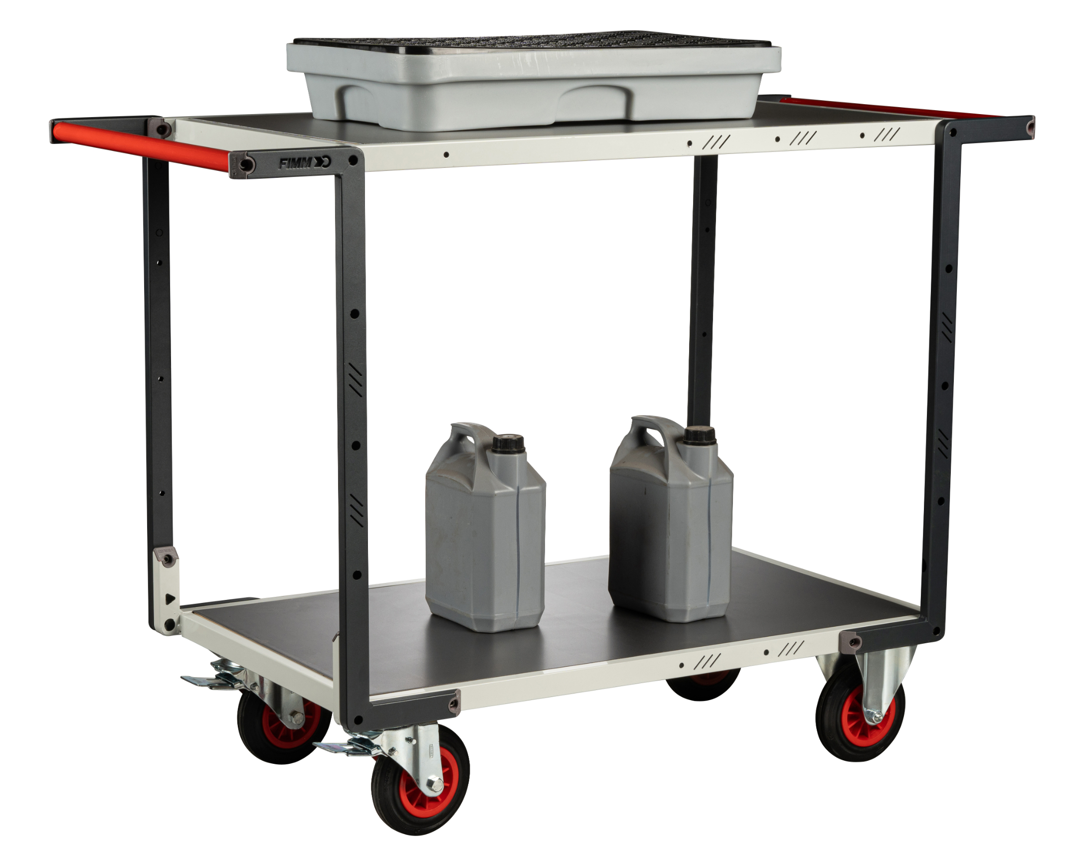 Servante montée 2 plateaux tôle galva double poignées 1000x600 mm roues CC 400 kg - FIMM - 886722336