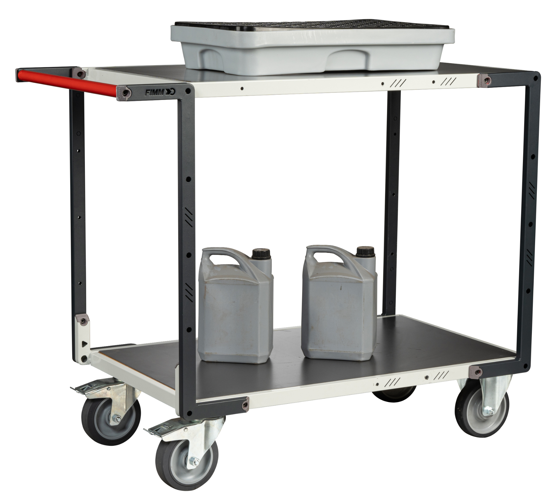 Servante montée 2 plateaux tôle 1000x600 mm roues TPE 400 kg - FIMM - 886722442
