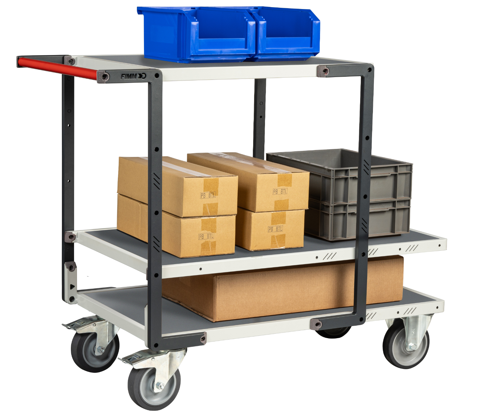 Servante montée 3 plateaux tôle galva + roues TPE 400 kg - FIMM - 886722445