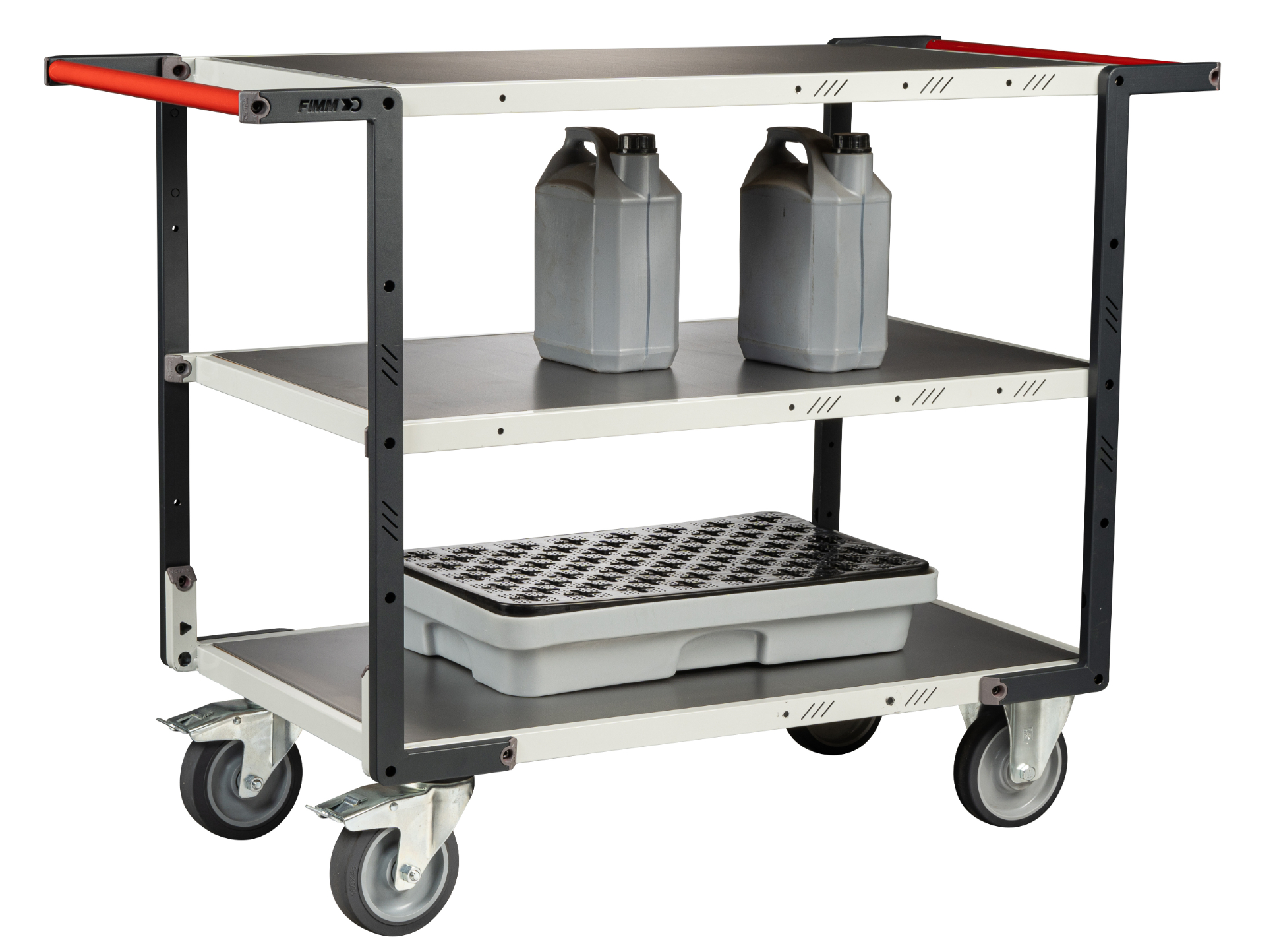 Servante montée 3 plateaux tôle galva double poignées 1000x600 mm roues TPE 400 kg - FIMM - 886722447