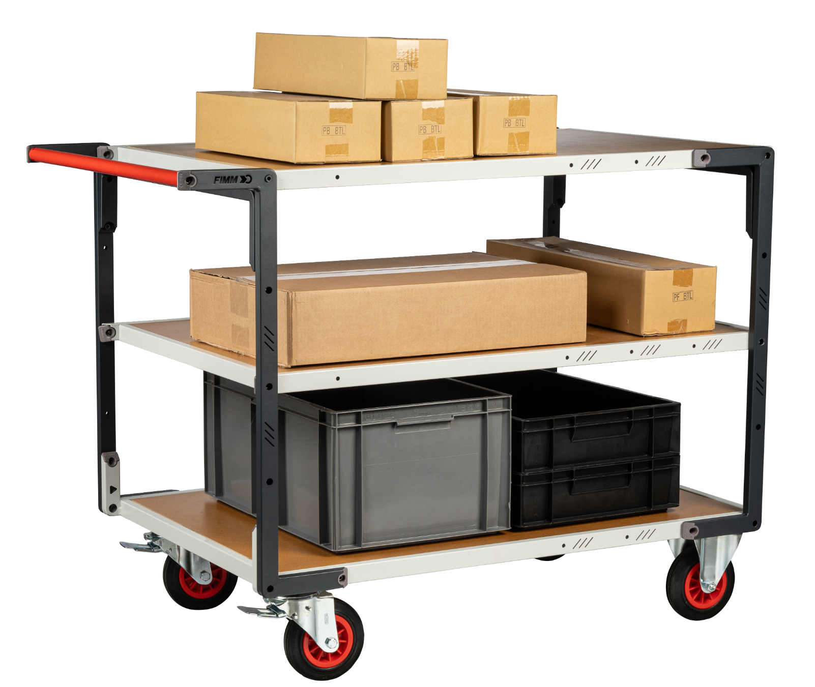 Servante montée 3 plateaux médium 1200x800 mm roues CC 400 kg - FIMM - 886732234