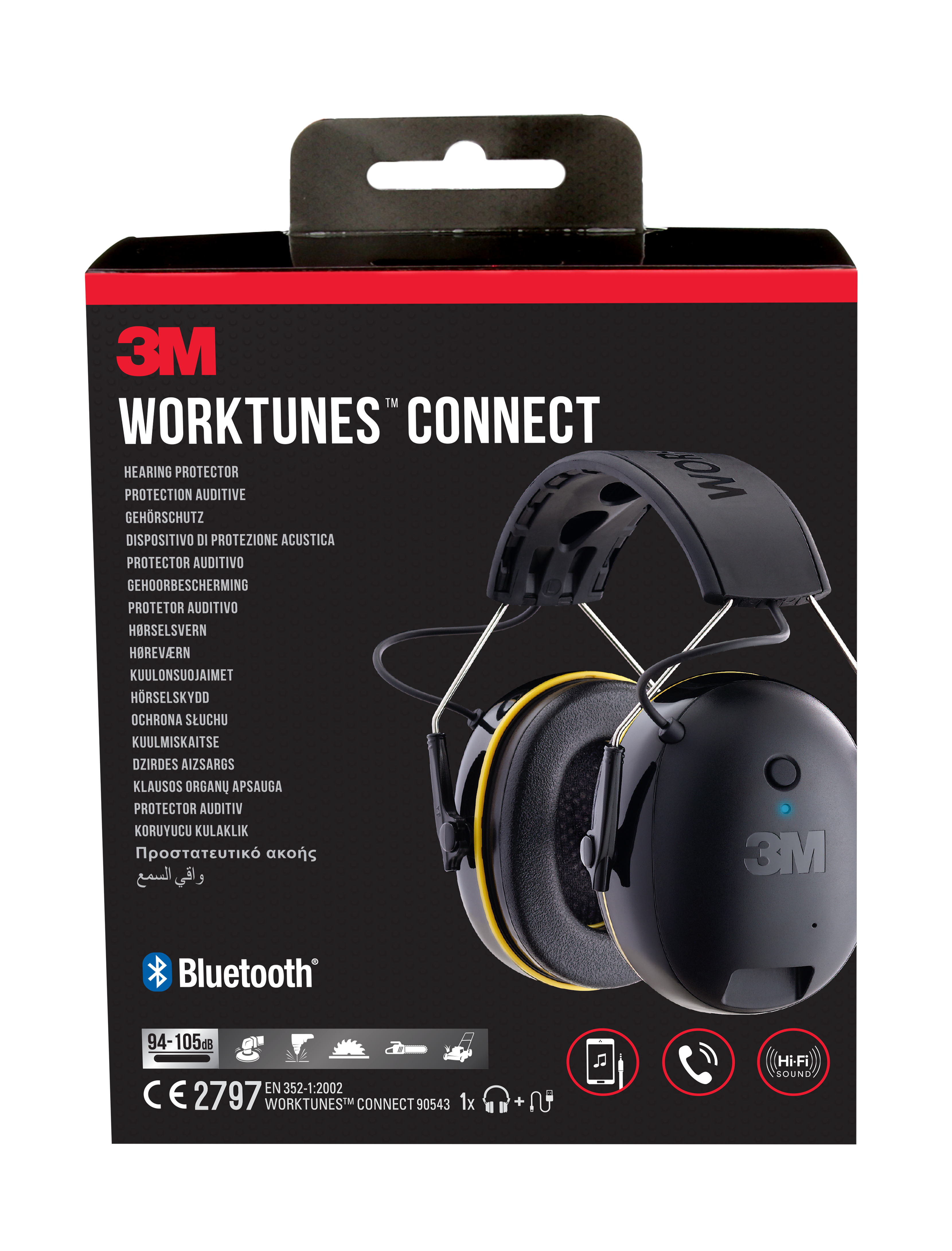 Casque radio ou connecté SNR 31 dB Noir - 3M - 90543BT 00