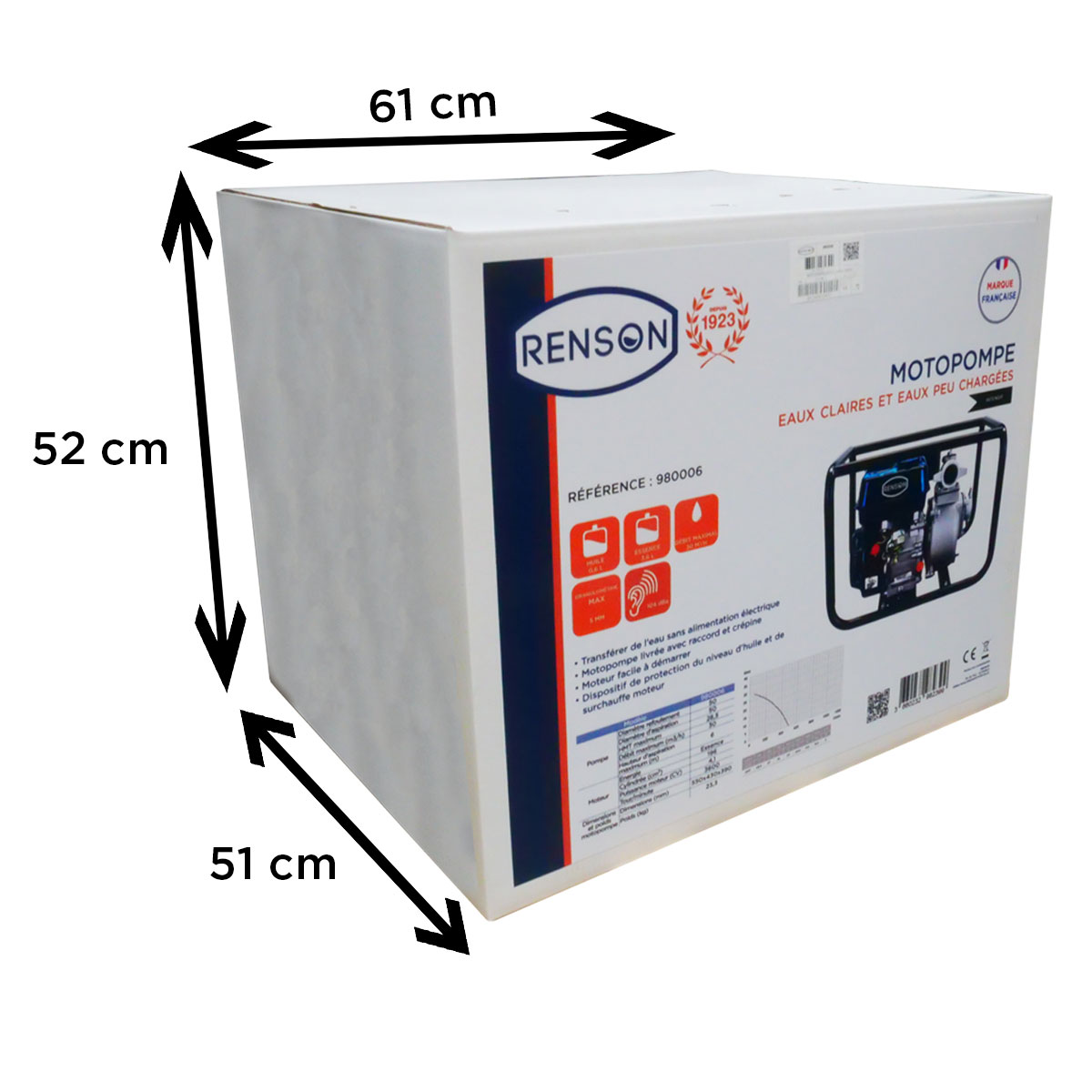 MOTOPOMPE EAUX CLAIRES 30M3/H MAXI - RENSON - 980006