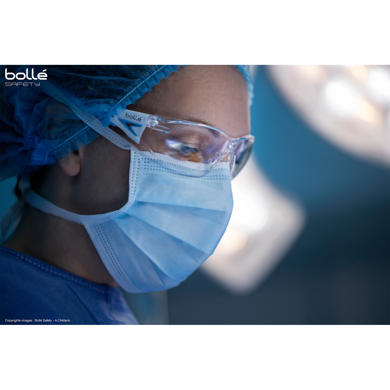 Lunette incolore monture bleu/blanche RUSH+ BOLLÉ SAFETY - PSSRUSP085