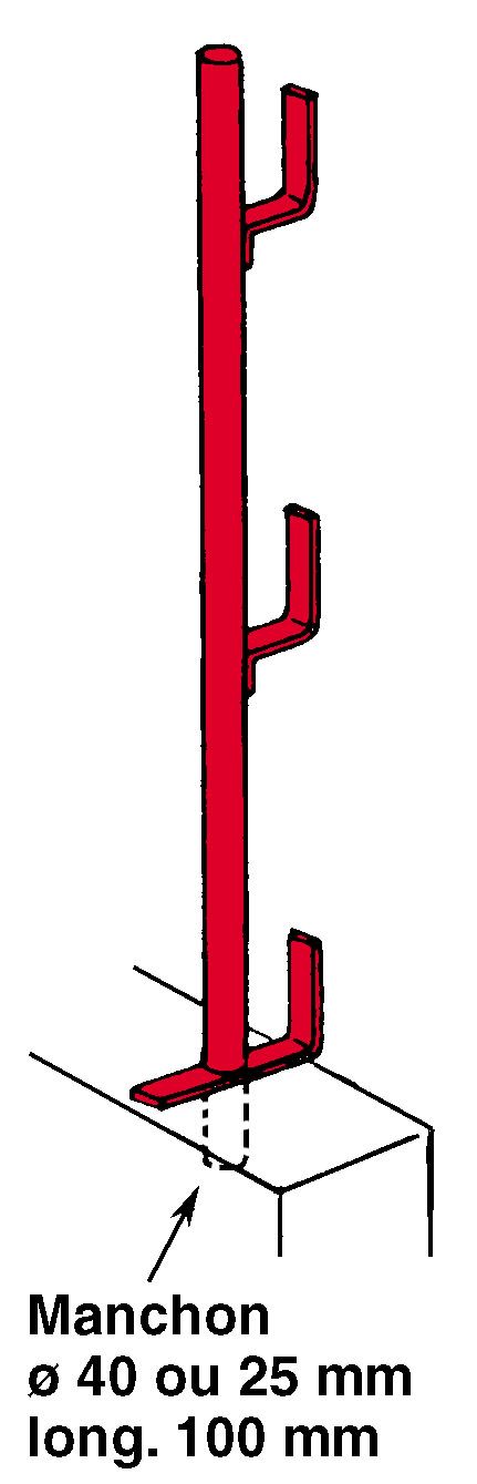 Garde corps/potelet ALTRAD à réservation pour planche Ø 25 mm - 608850ZMH