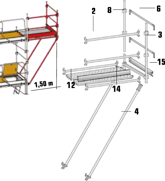 Déport 1,50 m pour echafaufage ALTRAD AERIS 45 - ADEP150
