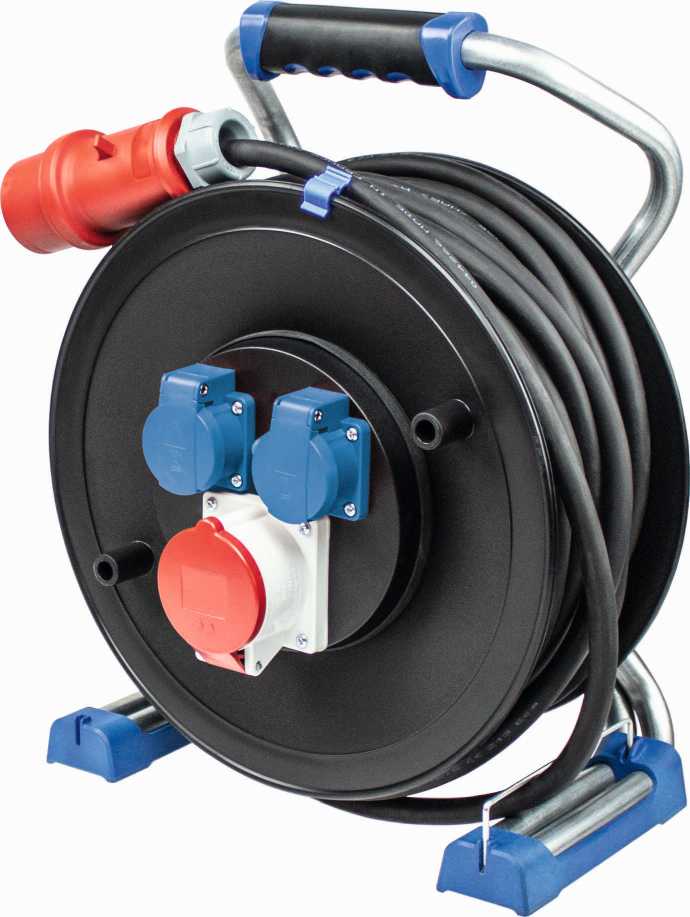 Enrouleur de câble professionnel triphasé AS SCHWABE 400V 20m câble H07RN-F 5G2,5 - 822658