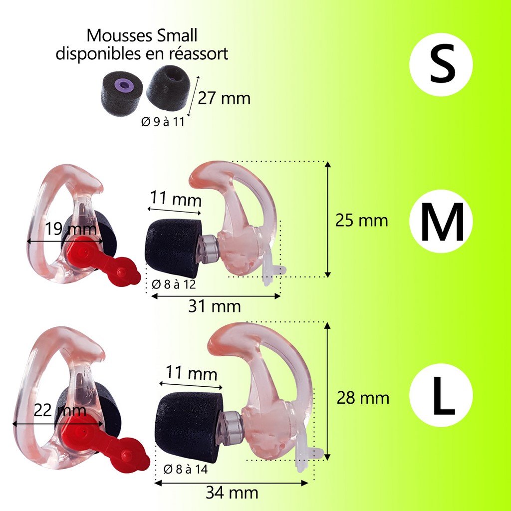 PAIRE DE BOUCHONS D'OREILLES ANTI-BRUIT PROGRESSIFS FORTE ATTENUATION MK5 TAILLE L ALVIS AUDIO - MK5L