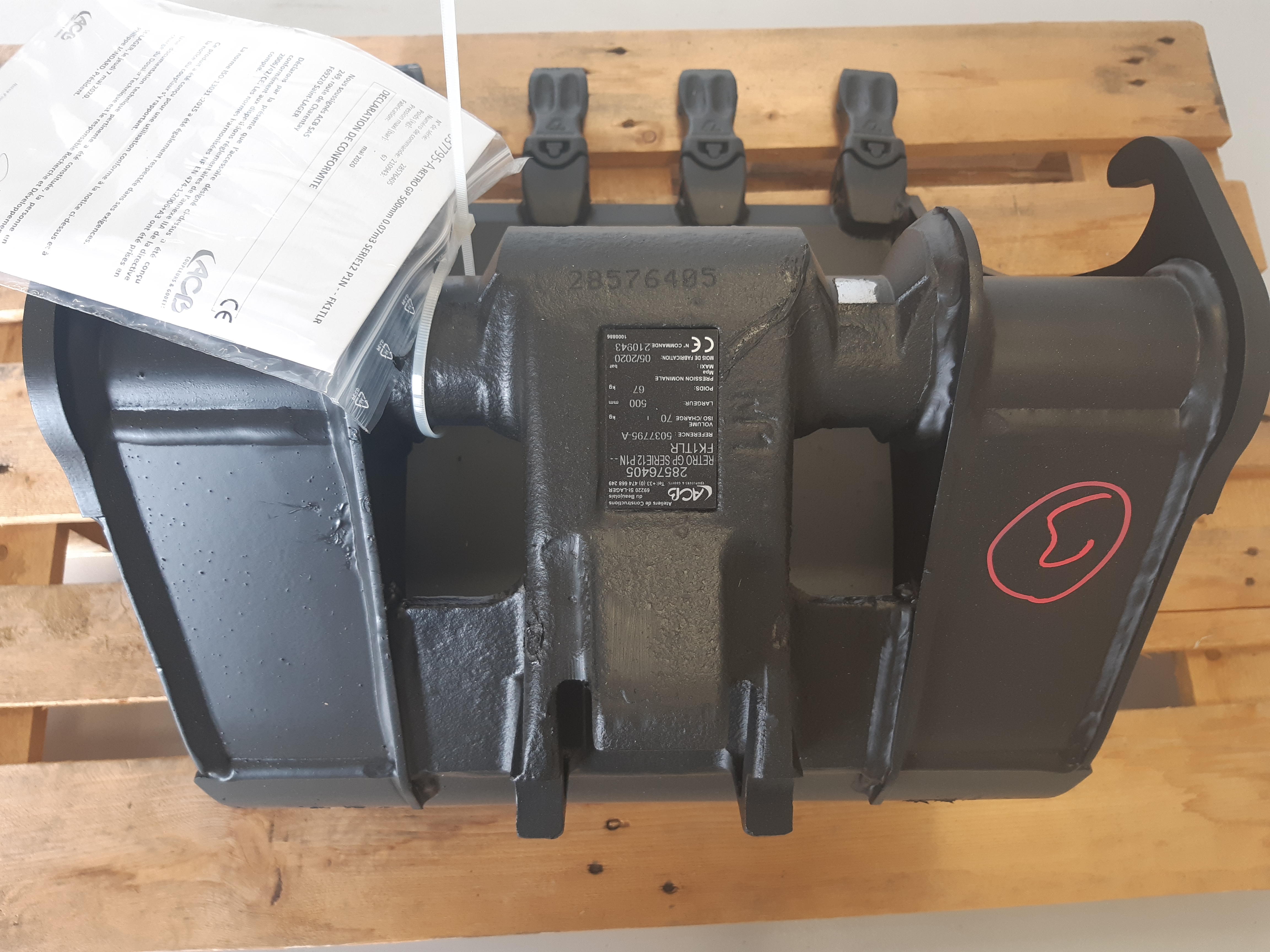 Godet de terrassement 500 mm ACB+ Module 1 M1 équipé de dents Feurst FK1TLR - R12500