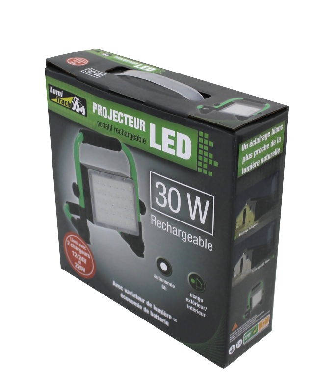 Projecteur 220v portatif recharg.led 30w BUISARD - 724777