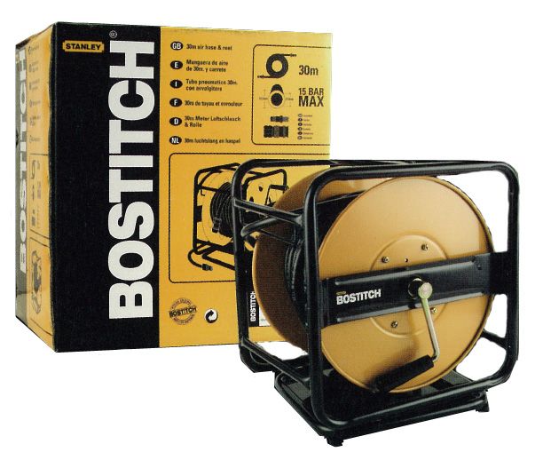 Pack Enrouleur pneumatique + Tuyau avec prises 30m pour cloueur BOSTITCH - CPACK30