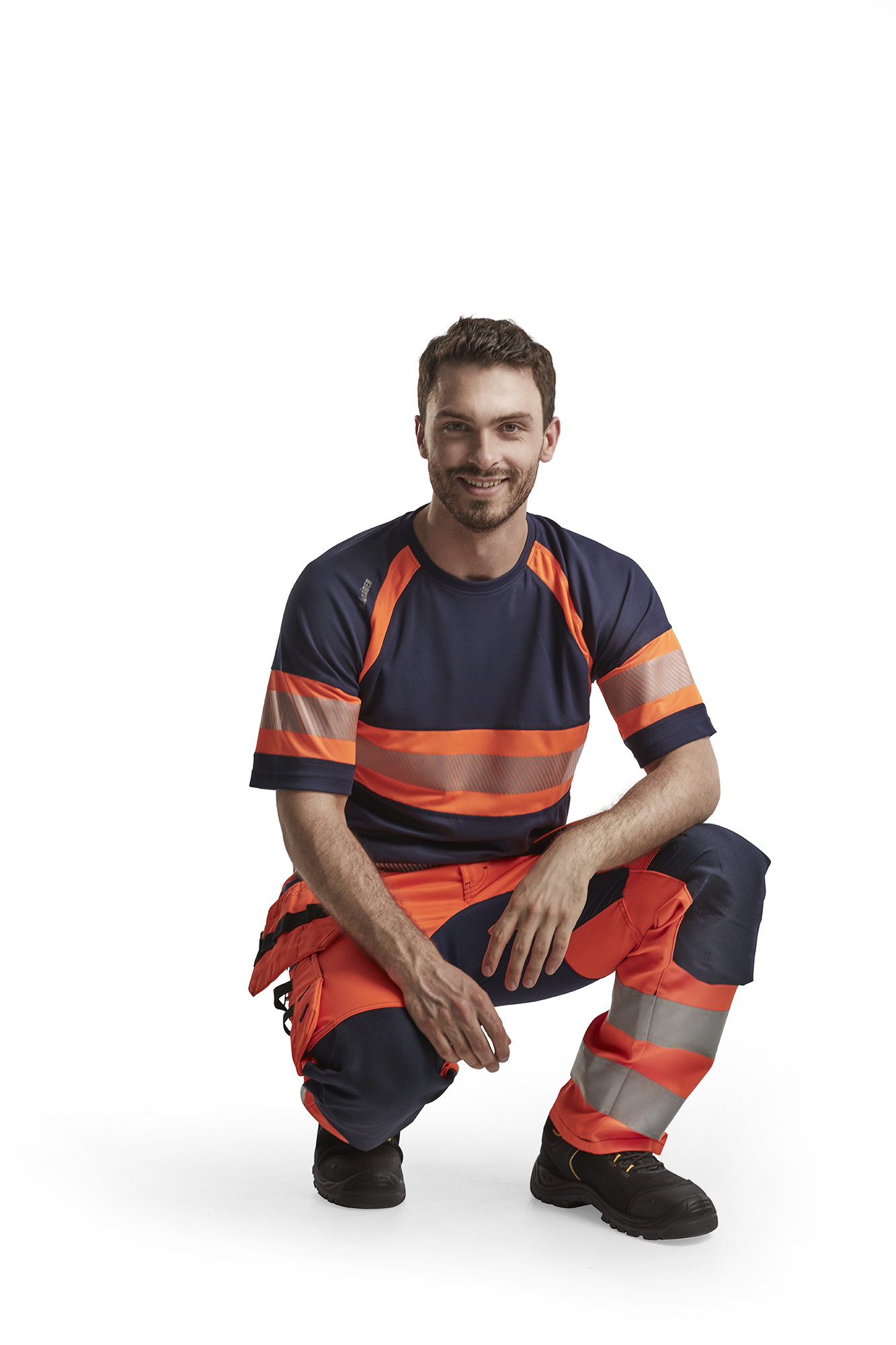 Pantalon artisan haute-visibilité +stretch 1552 Orange fluo/Marine Blaklader - 155218115389C