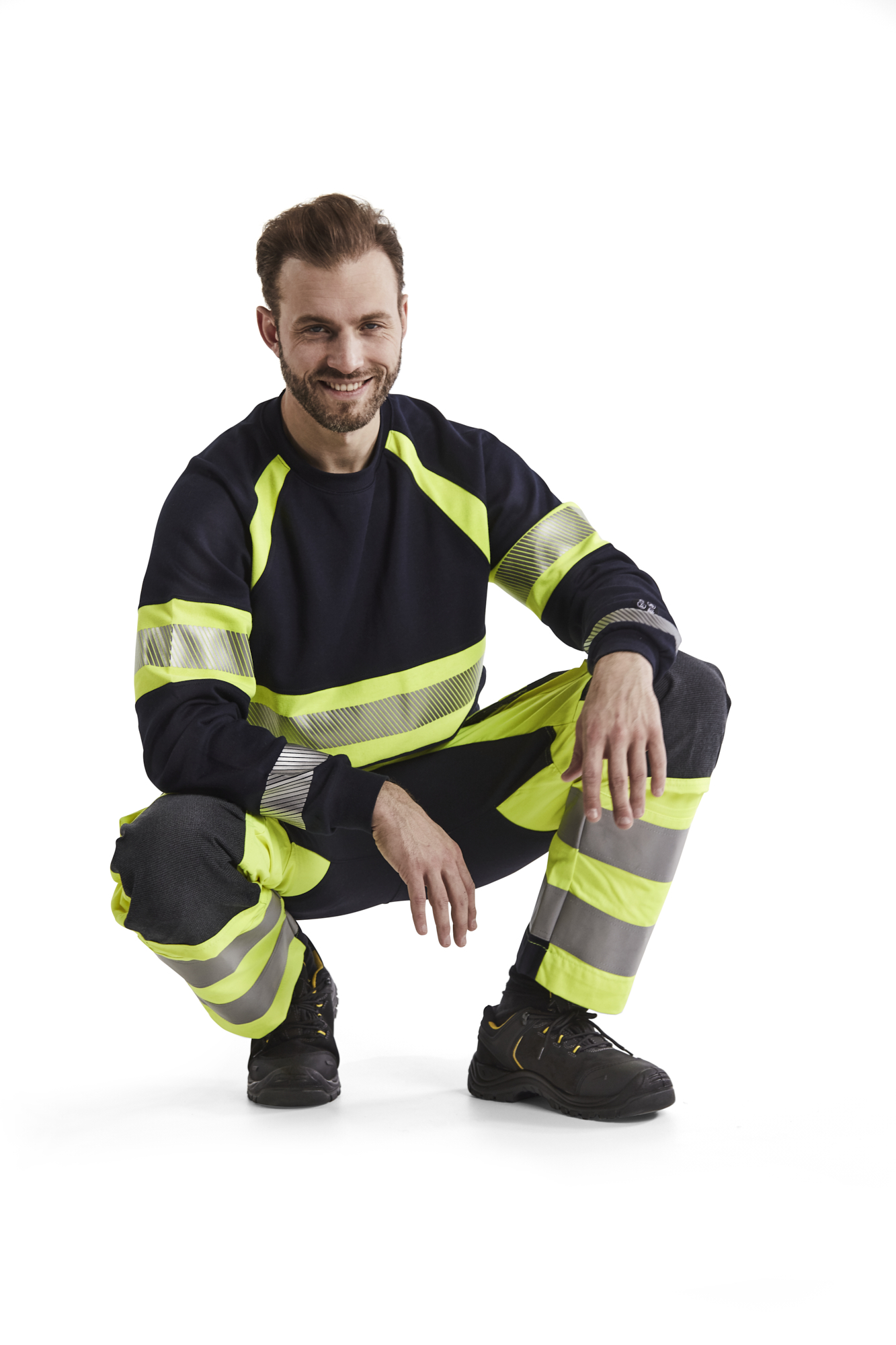 Pantalon multinormes inhérent + stretch 1587 Jaune fluo/Marine Blaklader - 158715123389C