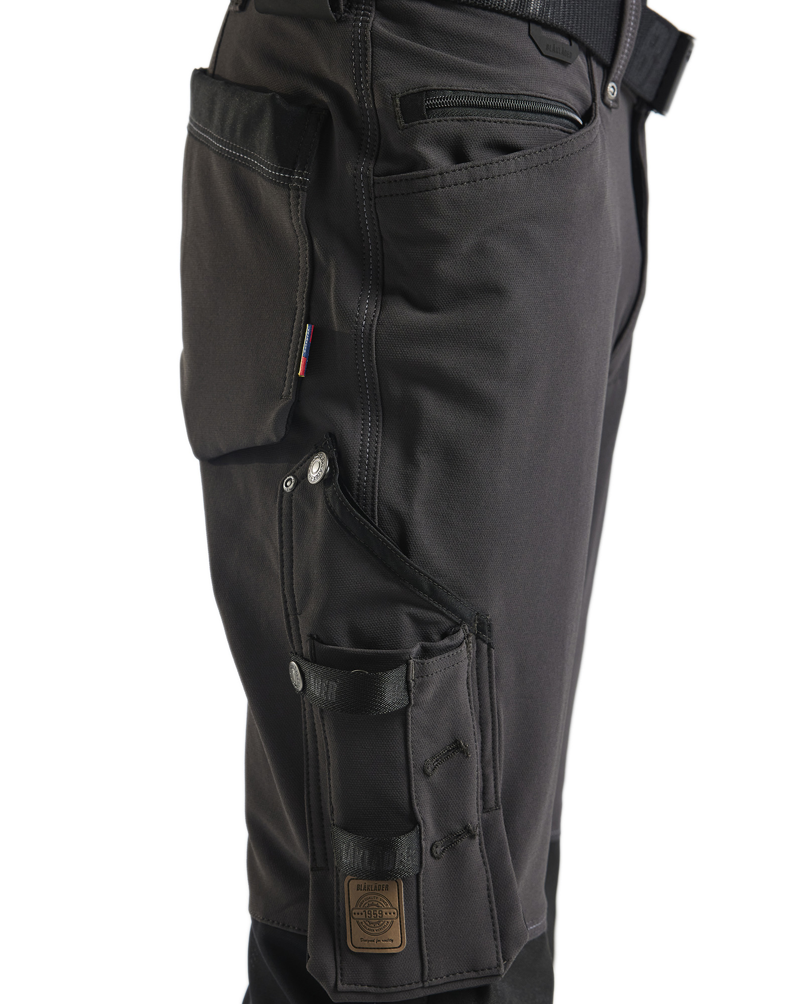 Pantalon X1900 artisan stretch 4D sans poches flottantes 1989 Gris Foncé/Noir Blaklader - 198916449899C