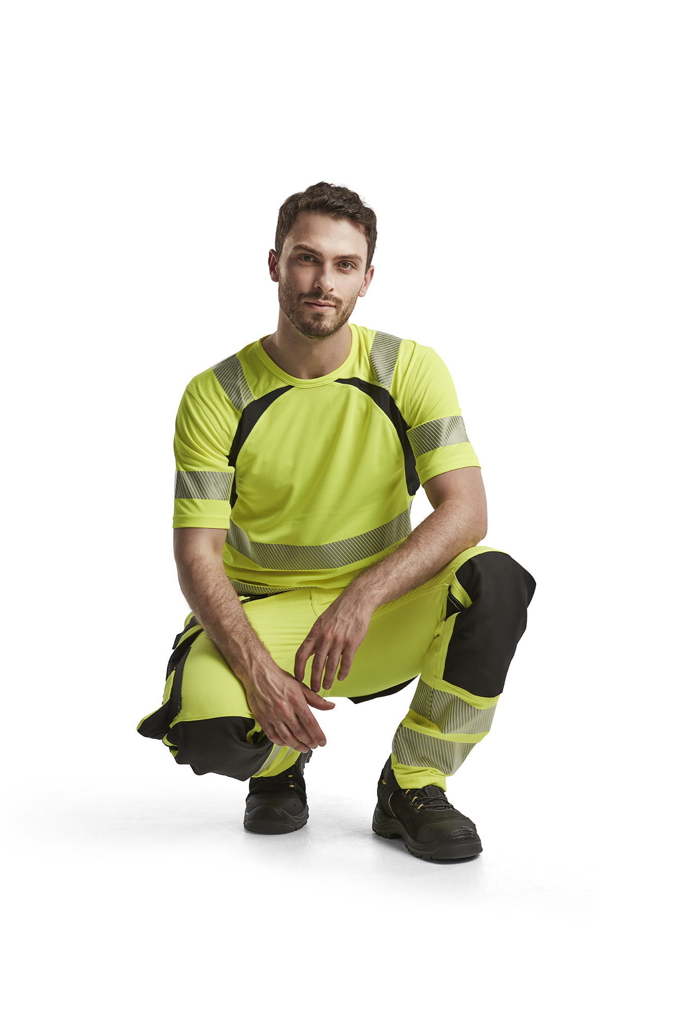 Pantalon artisan haute-visibilité stretch 4D 1997 Jaune fluo/Noir Blaklader - 199716423399C