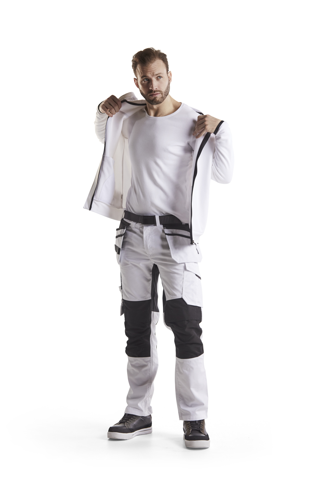 Sweat zippé à capuche 3363 Blanc/Gris foncé Blaklader - 336325261098