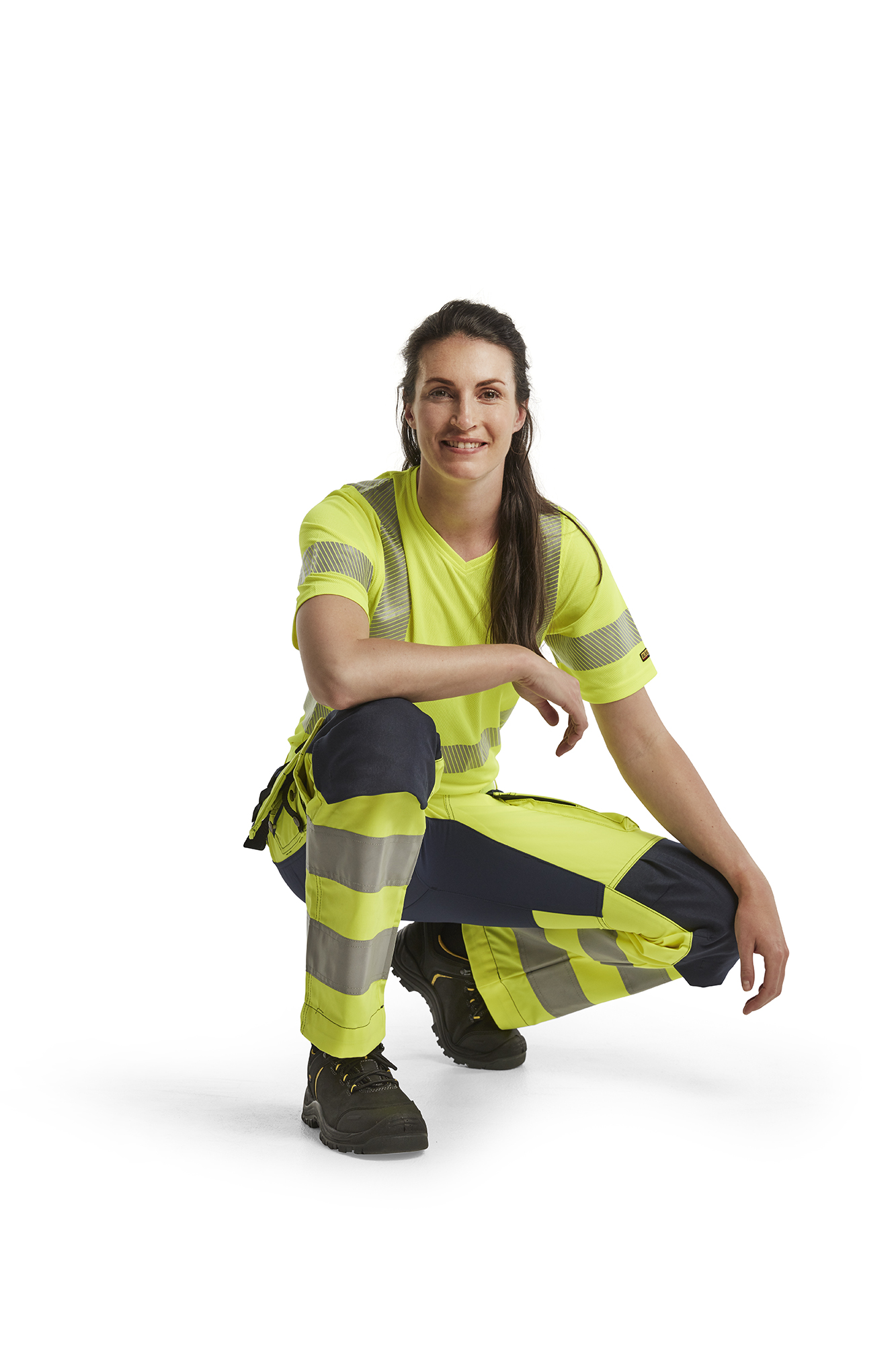 Pantalon +stretch haute-visibilité femme 7163 Jaune fluo/Marine Blaklader - 716318113389C
