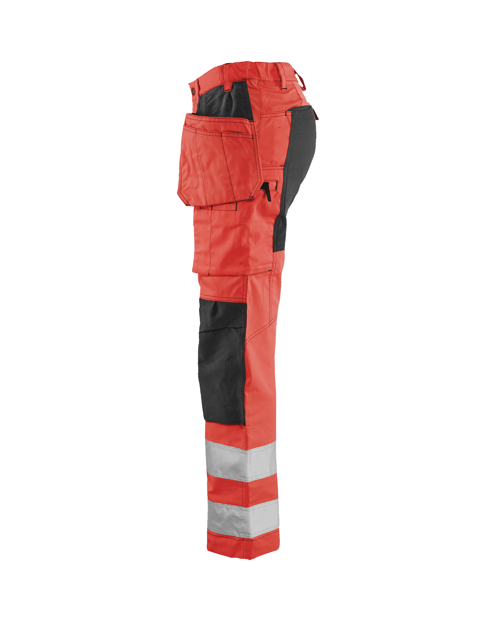 Pantalon +stretch haute-visibilité femme 7163 Rouge fluo/Noir Blaklader - 716318115599C