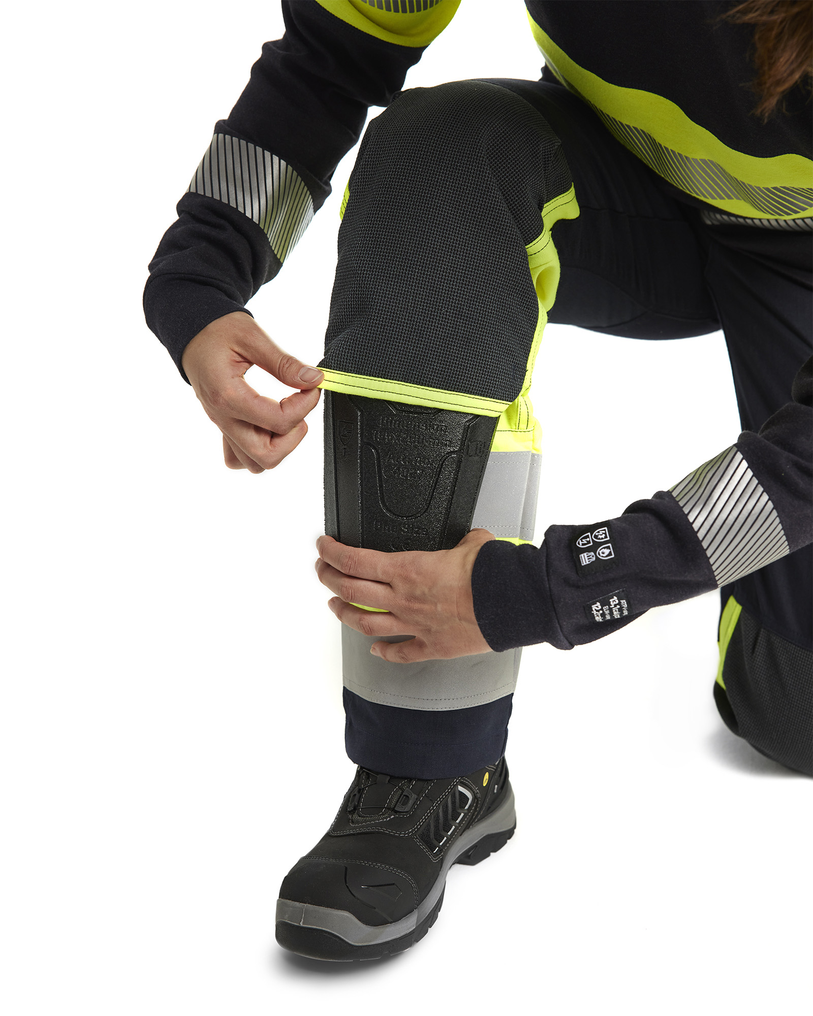 Pantalon multinormes inhérent +stretch femme 7187 Marine/Jaune fluo Blaklader - 718715128933C