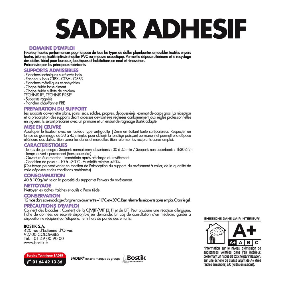 Sader adhésif pour dalles plombantes et moquettes 5kg - SADER - 30046720