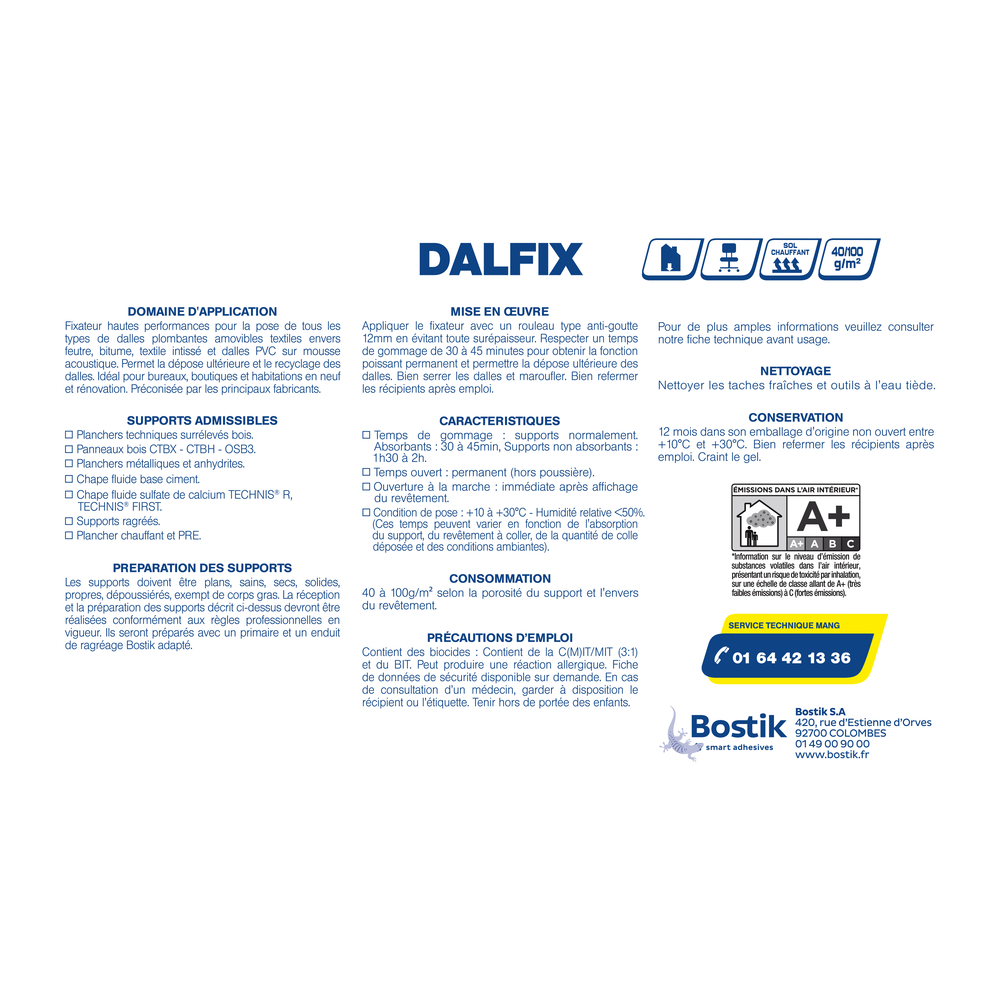 Produit de maintien pour dalles plombantes DALFIX Blanc - 15 kg - MANG - 30501445