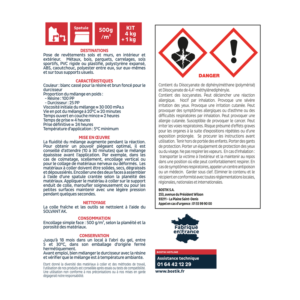 Colle bi composants PU 505 - 5KG - BOSTIK - 30511731