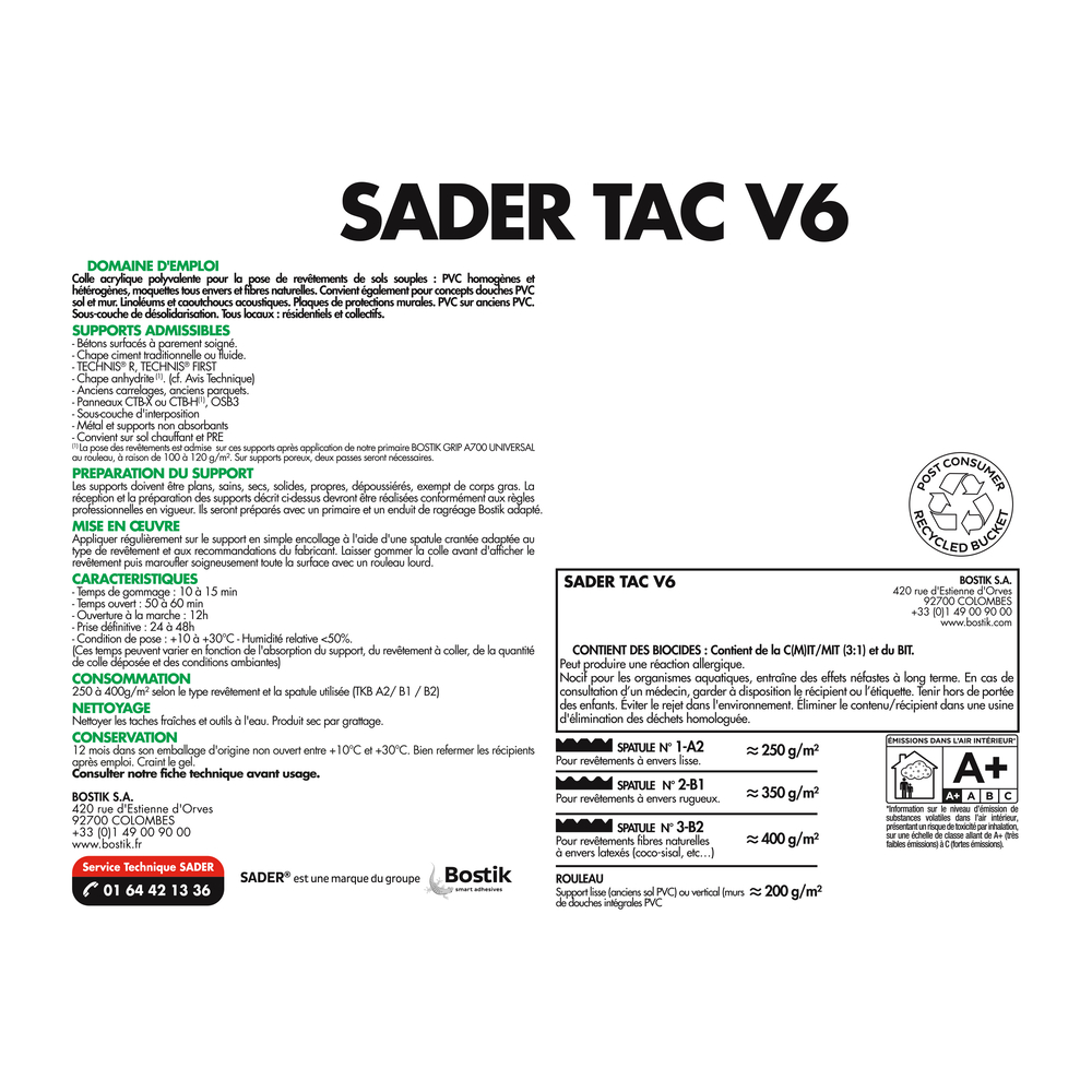 Colle acrylique haute performance SADERTAC V6 - 20KG - SADER - 30600274