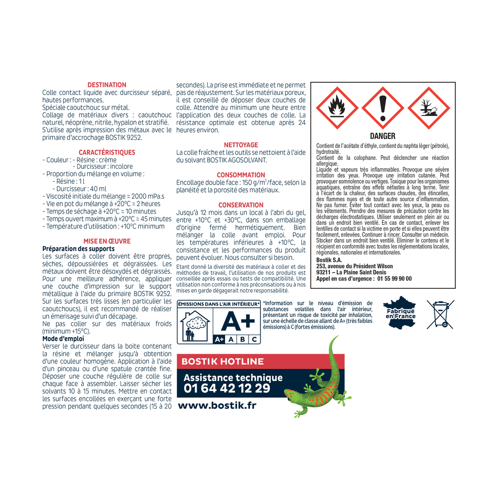 Kit 2402 - Résine collage caoutchouc 1 L + Durcisseur 40 ml - Lot de 3 - BOSTIK - 30602935