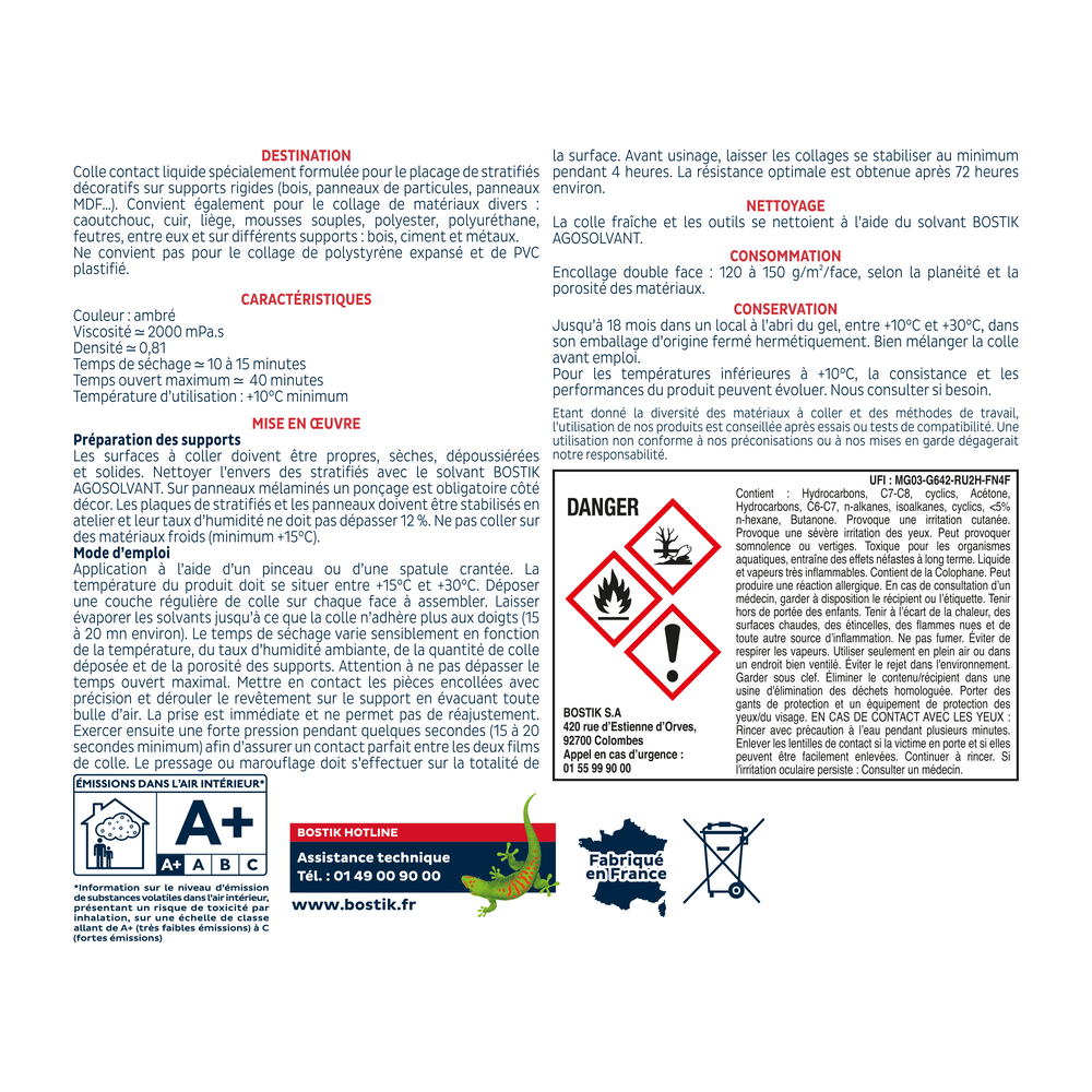 Colle néprène liquideAGOPLAC DI LIQ QUIDE - Ambré - 1L - Lot de 6 - BOSTIK - 30603739