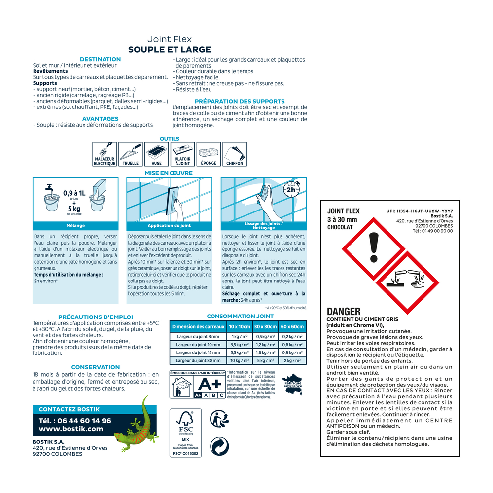 Joint Flex Souple et large - couleur chocolat 5kg - Lot de 4 - BOSTIK - 30604154