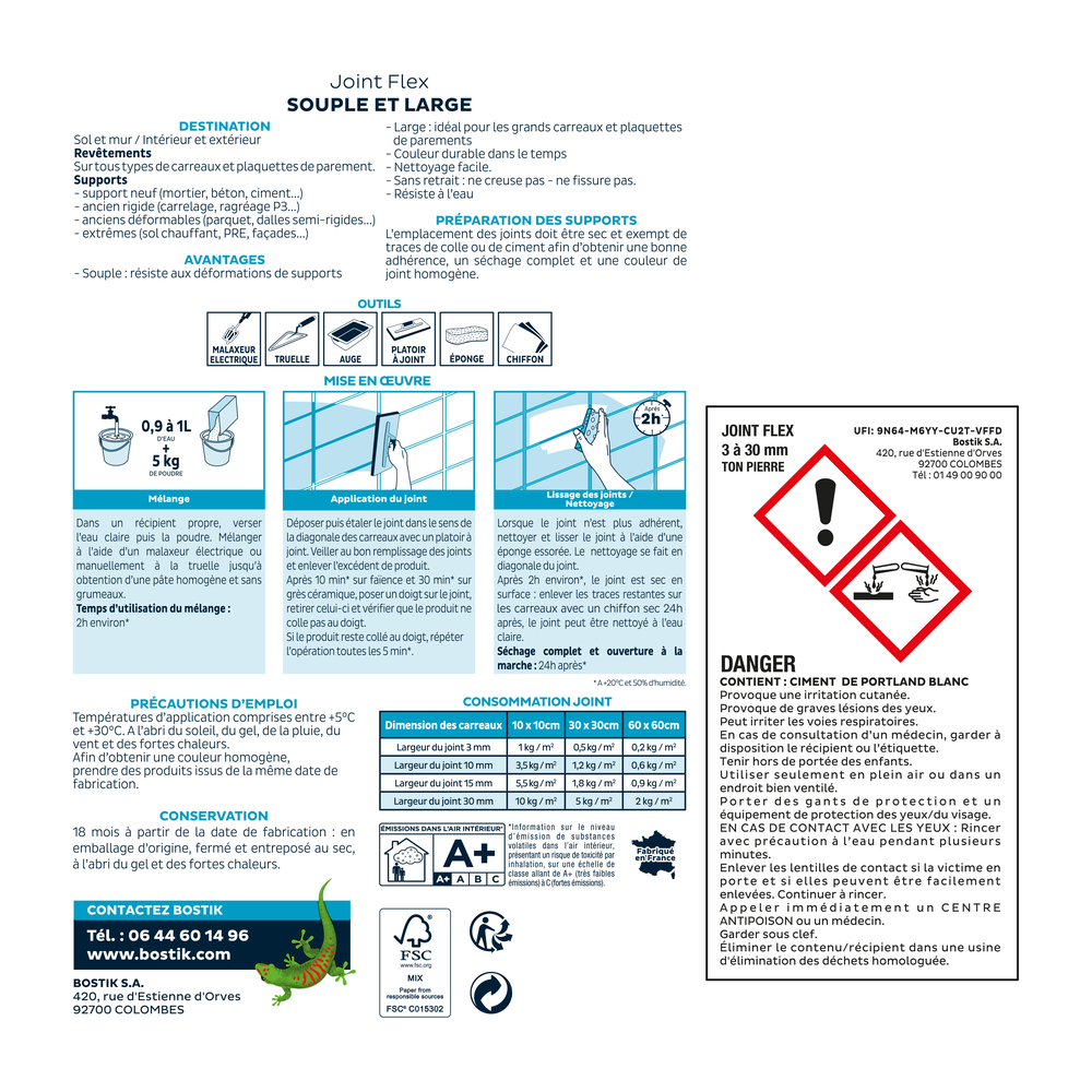Joint Flex Souple et large Pierre 5kg - Lot de 4 - BOSTIK - 30604172