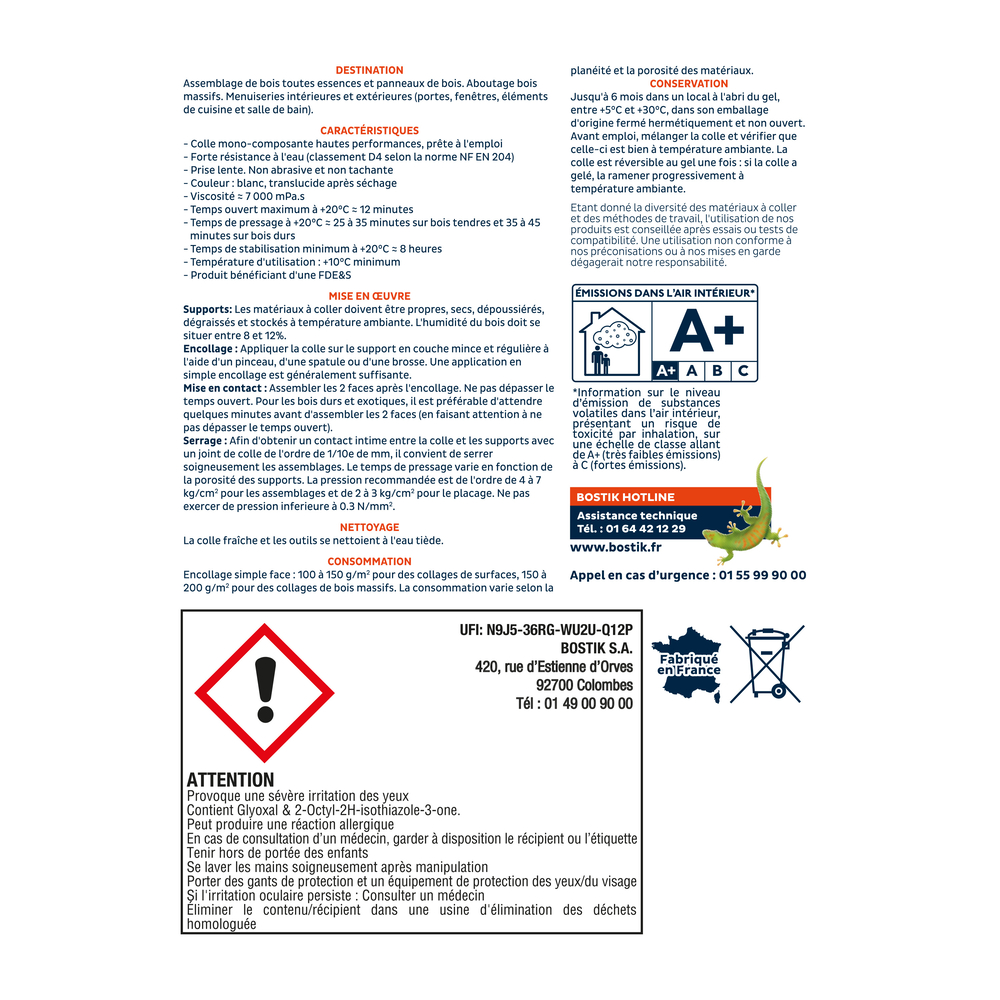 Colle vinylique bois R64 - Blanc - 5KG - BOSTIK - 30604658