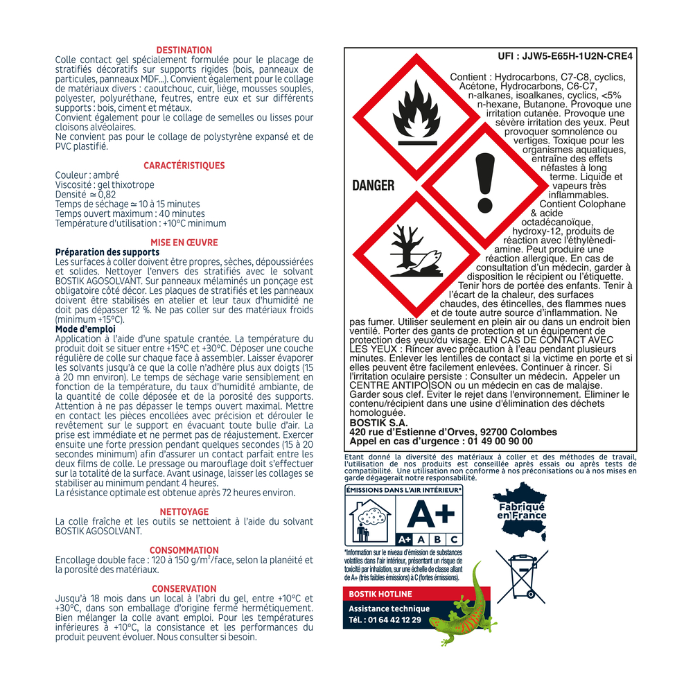 Colle néprène gel AGOPLAC DI GEL - Ambré - 5L - BOSTIK - 30604788