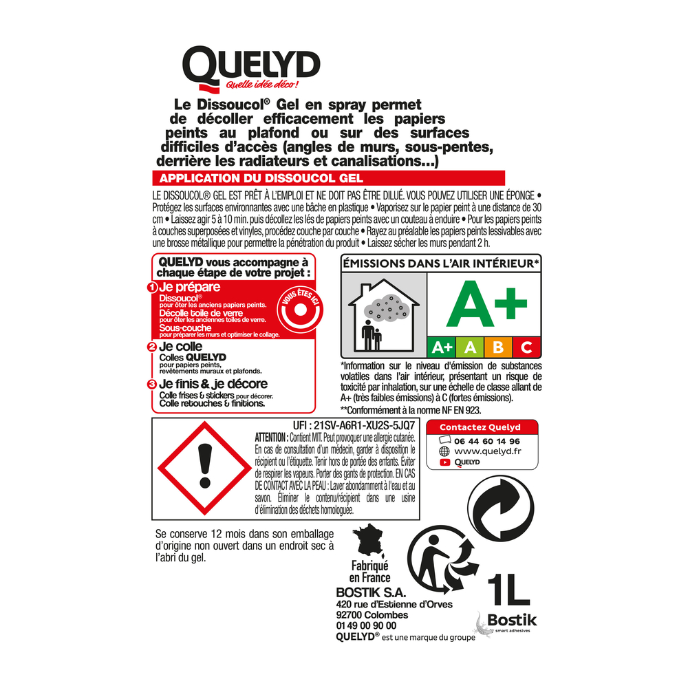 Décolleur papiers peints Dissoucol 1L - Lot de 10 - QUELYD - 30611655