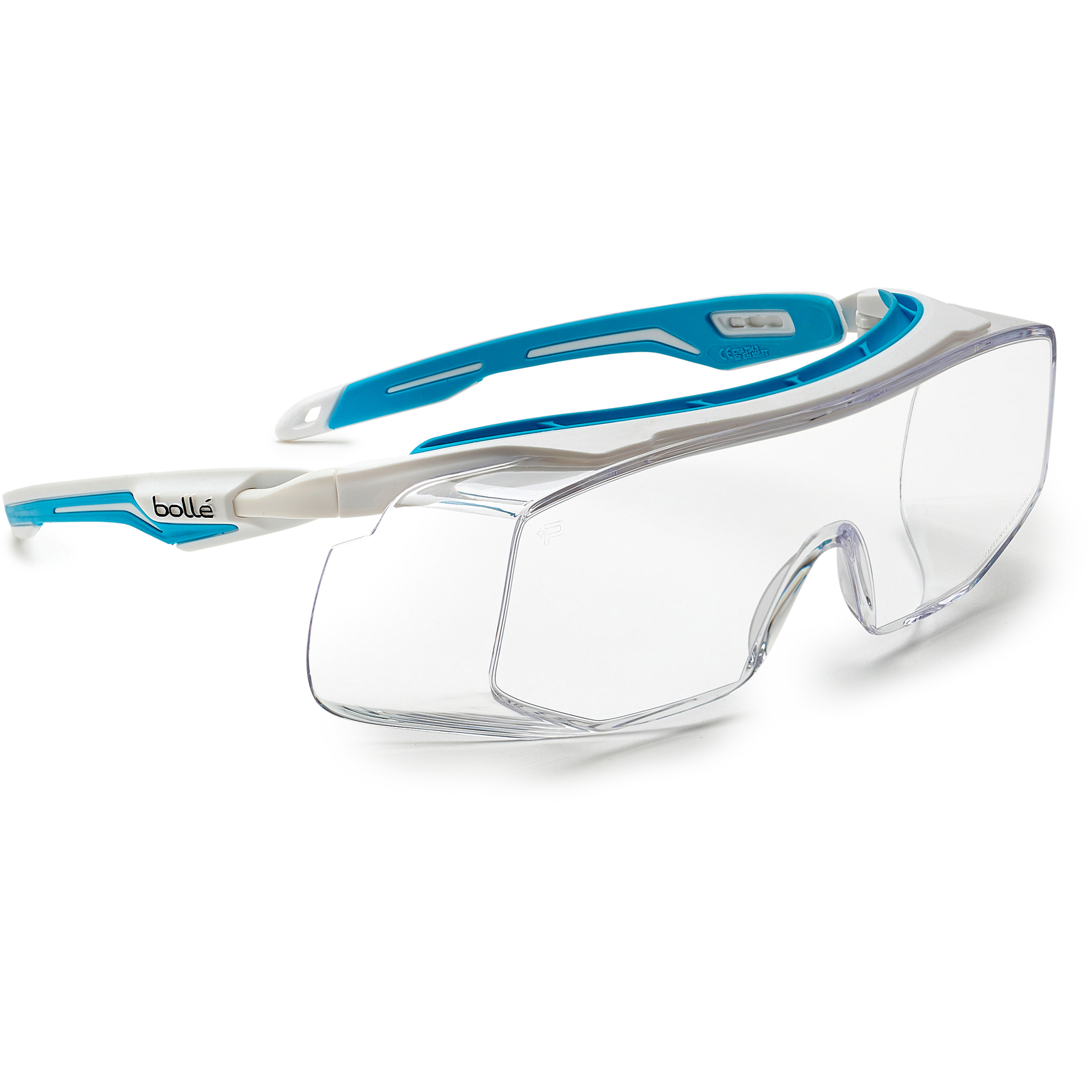 Surlunette incolore monture blanc/bleu TRYON OTG BOLLÉ SAFETY - PSOTRYO014