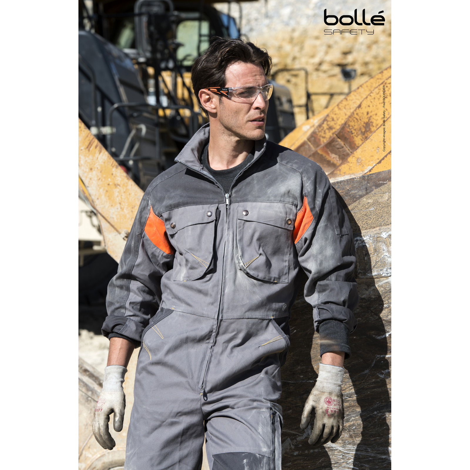Lunette incolore monture noir/orange RUSH+ BOLLÉ SAFETY - RUSHPPSIO