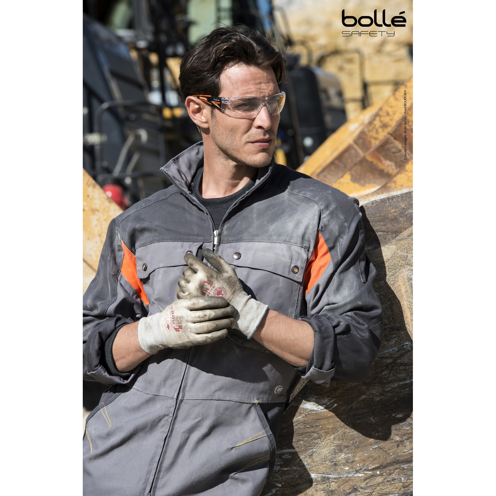Lunette incolore monture noir/orange RUSH+ BOLLÉ SAFETY - RUSHPPSIO