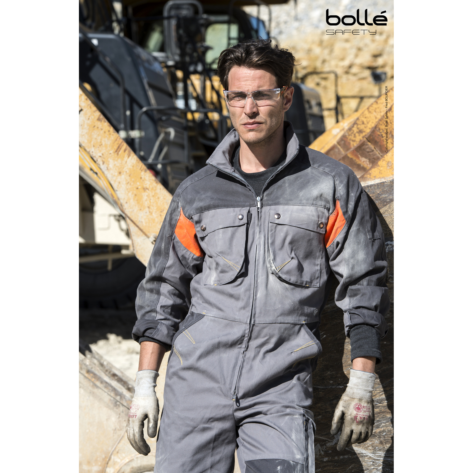 Lunette incolore monture noir/orange RUSH+ BOLLÉ SAFETY - RUSHPPSIO